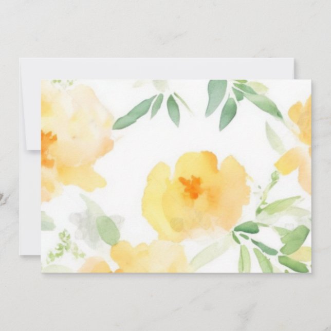 Elegant gelb pfirsichfarbene Aquarellblüte Einladung (Vorderseite)
