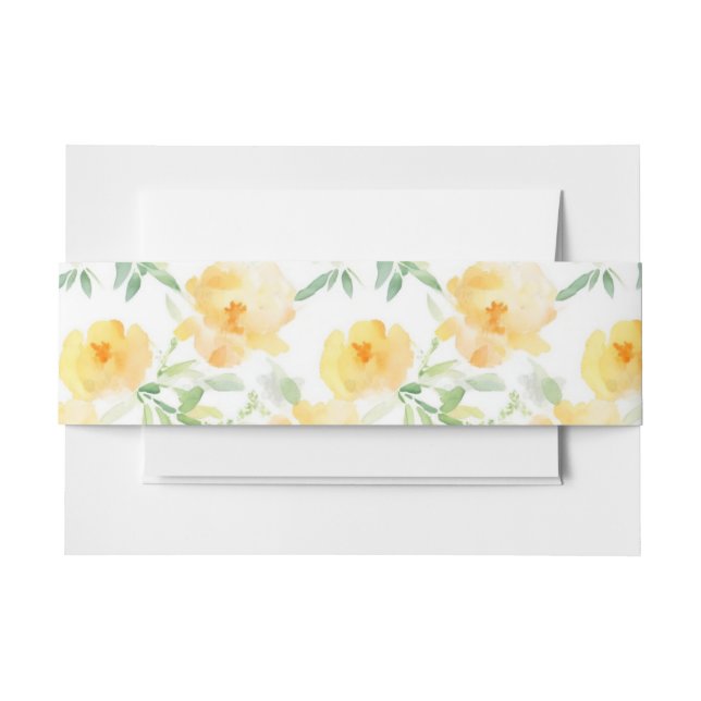 Elegant gelb pfirsichfarbene Aquarellblüte Einladungsbanderole (Vorderseite Beispiel)