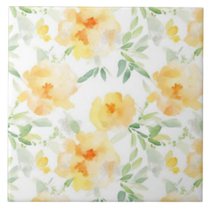 Elegant gelb pfirsichfarbene Aquarellblüte Fliese
