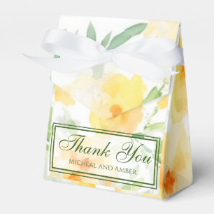 Elegant gelb pfirsichfarbene Aquarellblüte Geschenkschachtel