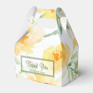 Elegant gelb pfirsichfarbene Aquarellblüte Geschenkschachtel