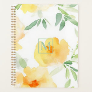 Elegant gelb pfirsichfarbene Aquarellblüte Planer