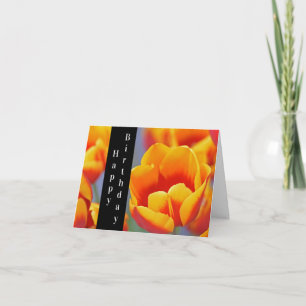 Elegant Gelb und Rot Tulip Happy Birthday Karte