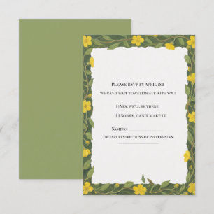 Elegant Gelbe grüne Wildblumen Blüte RSVP Karte