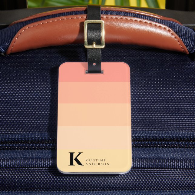 Elegant Gentle Peach Ombre Classic Monogram Gepäckanhänger (Vorderseite Insitu 2)
