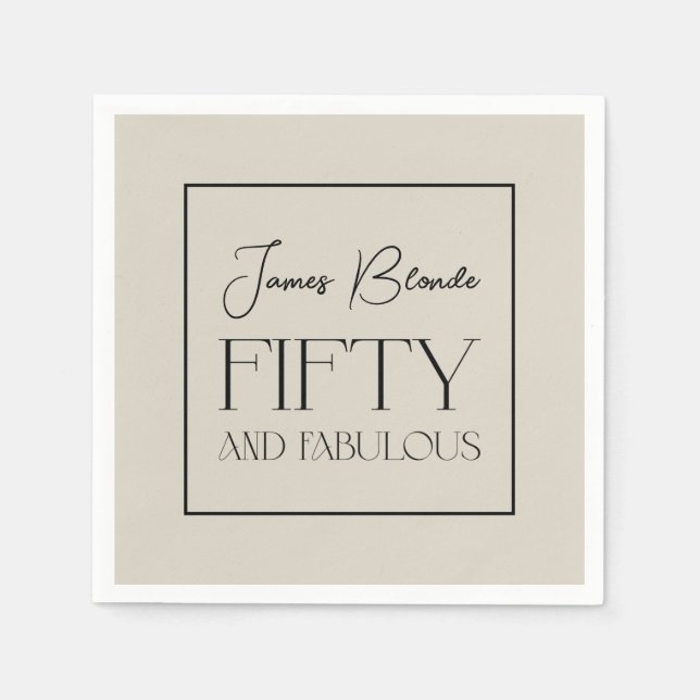 Elegant Gentlemen's Fifty & Fabulous Personalisier Serviette (Vorderseite)