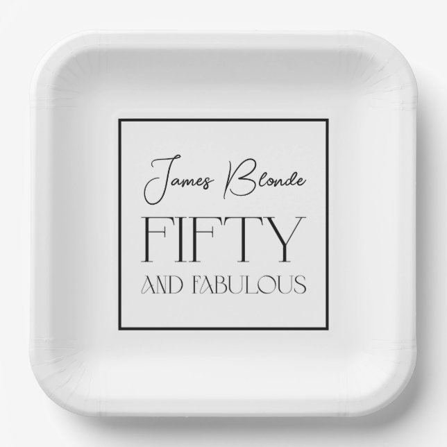Elegant Gentlemen's Fifty & Fabulous White Pappteller (Vorderseite)
