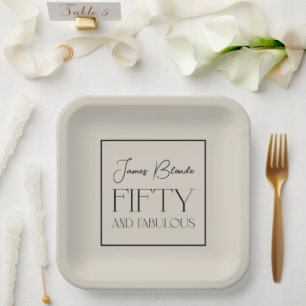 Elegant Gentlemen's Personalisiert Fifty & Fabulou Pappteller