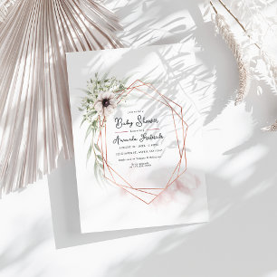 Elegant Geometric Floral Baby Shower Einladung
