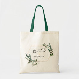 Elegant Geometric Greenery Leaves Bridal Party Tragetasche