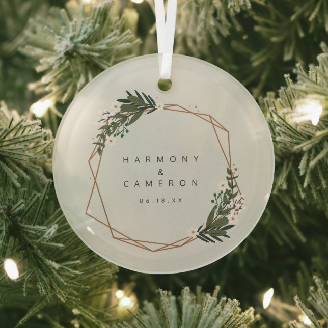 Elegant Geometric hat unser erstes Weihnachtsfest  Ornament Aus Glas (InSitu)