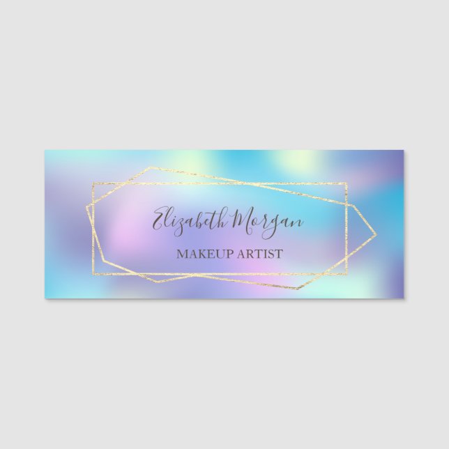 Elegant Geometric,Holographic Makeup artist Namensschild (Vorderseite)