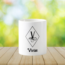 Elegant Geometric Initial Monogram V Kaffeetasse
