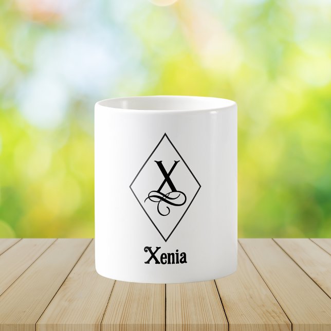 Elegant Geometric Initial Monogram X Kaffeetasse (Von Creator hochgeladen)