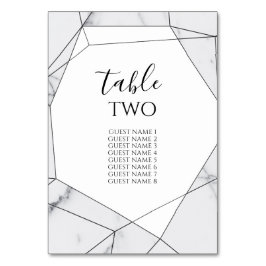 Elegant Geometric Marble Wedding Guest Names Tischnummer