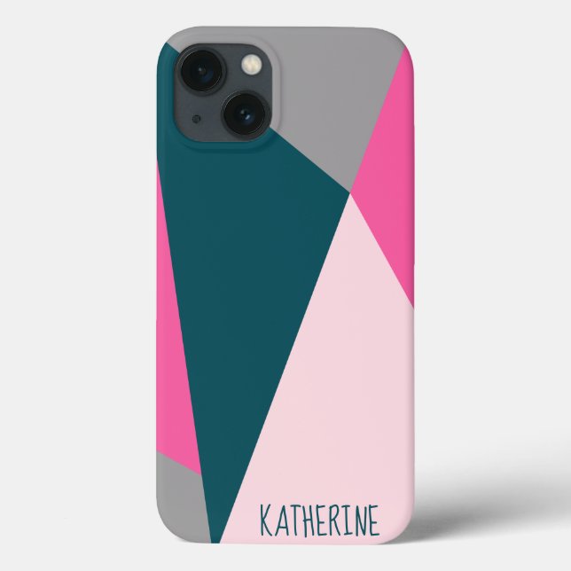 Elegant geometric pastel hot pink emerald green Case-Mate iPhone hülle (Rückseite)