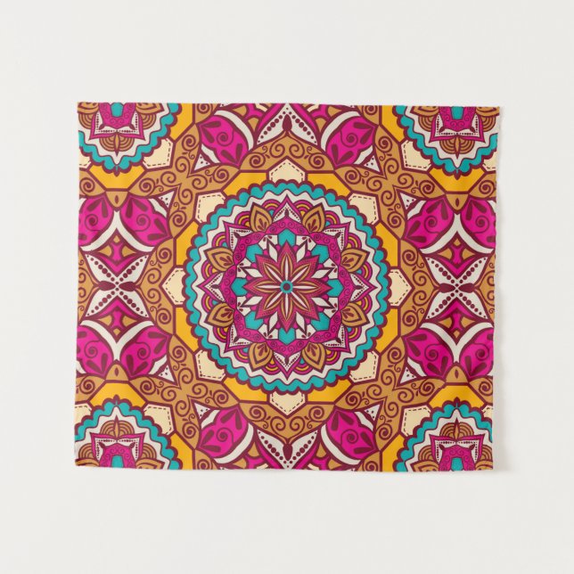 Elegant Geometric Shapes – Colorful Girly Pattern Wandteppich (Vorderseite (Horizontal))