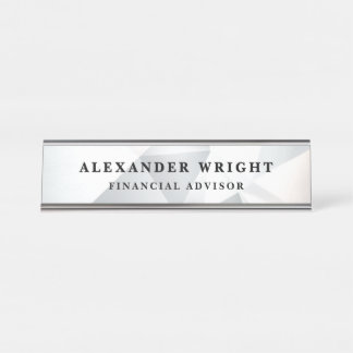 Elegant Geometric Silver Financial Advisor Schreibtischnamensplakette