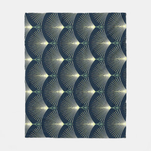 Elegant geometrisch: Blaues Art Deco. Fleecedecke