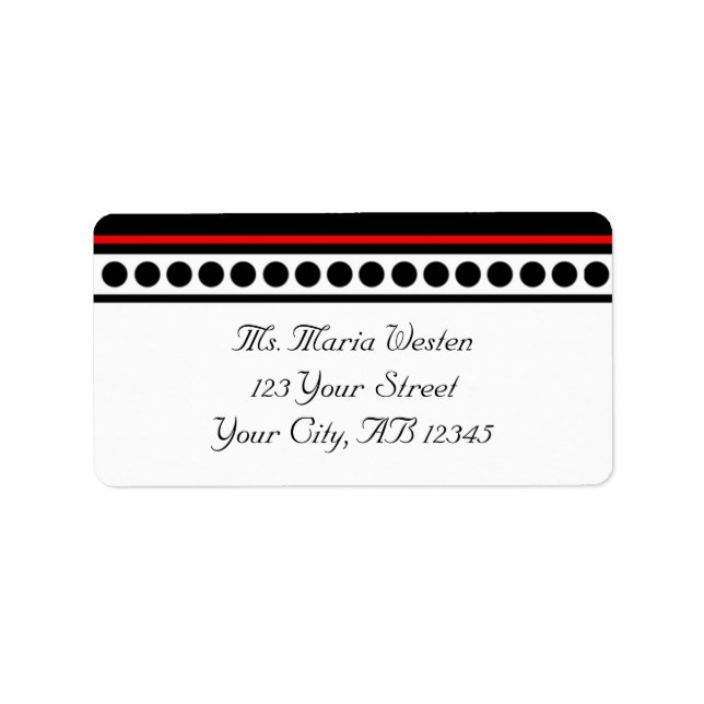 elegant gepunktete Red Accent Address Labels Adressaufkleber (Vorne)