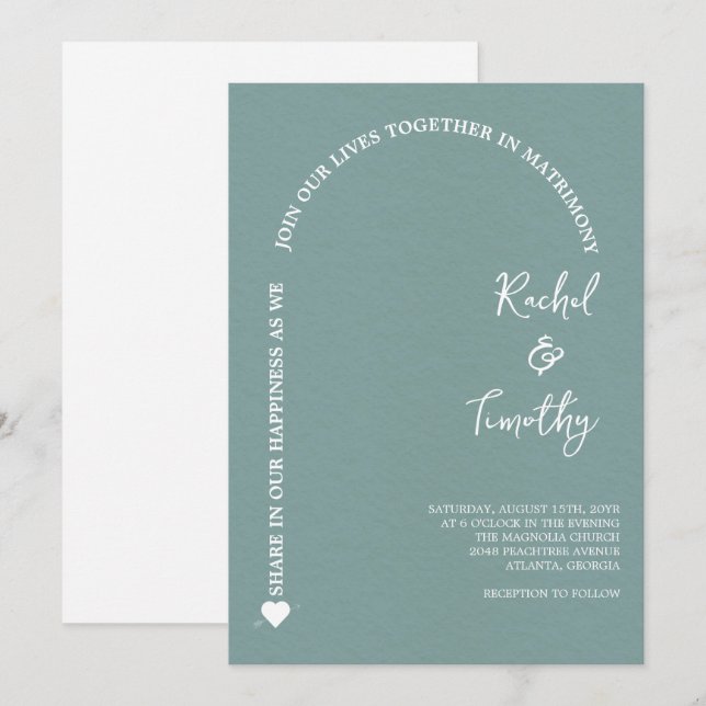 Elegant Gerahmt in Faith Dark Slate Gray Wedding Einladung (Vorne/Hinten)