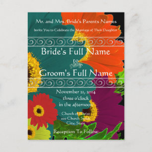 Elegant Gerber Daisy Wedding Einladung