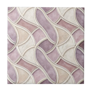 Elegant geschwungen in Creme und Lila – Geometrisc Fliese