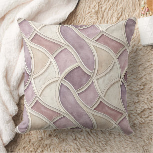 Elegant geschwungen in Creme und Lila – Geometrisc Kissen