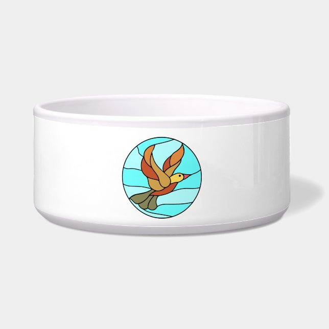 Elegant gesteinigt Glass Bird Pet Bowl Napf (Vorderseite)