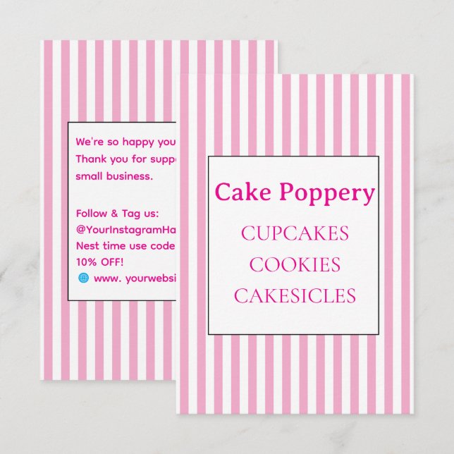 Elegant gestreift begleitkarte (Vorne/Hinten)