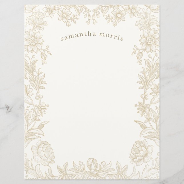 Elegant Gezeichnet florales Elfenbeinpapier (Vorderseite)