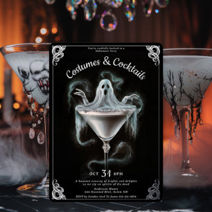 Elegant Ghost Martini Halloween-Party Folieneinladung