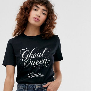Elegant Ghoul Queen Name Halloween Black and White Sweatshirt