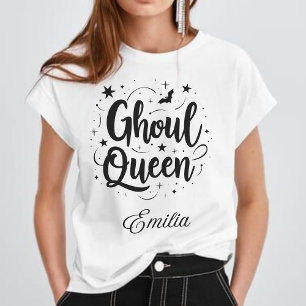 Elegant Ghoul Queen Name Halloween Kalligraphie T-Shirt