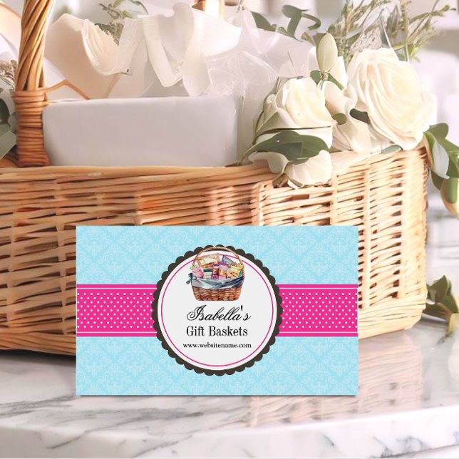 Elegant Gift Basket Visitenkarte (Promote your gift basket business with these beautiful business cards ready for you to customize.)