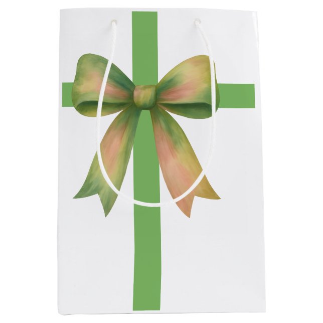 Elegant Gift Bow – Modern Christmas Design Mittlere Geschenktüte (Vorderseite)