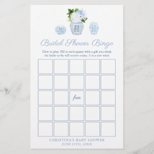 Elegant Ginger Jar Brautparty Bingo Game Card
