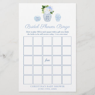 Elegant Ginger Jar Brautparty Bingo Game Card