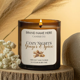 Elegant Ginger & Spice Christmas Candle Labels Quadratischer Aufkleber