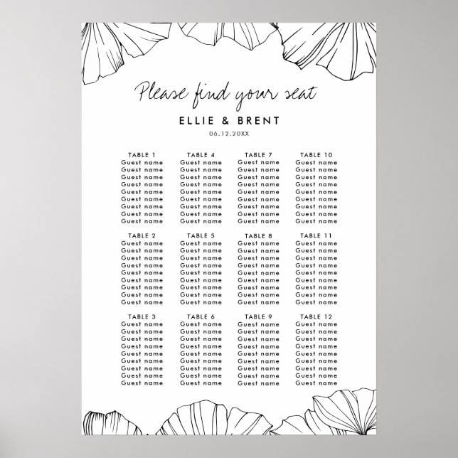 Elegant Ginkgo Biloba Hochzeitskarte Poster (Vorne)