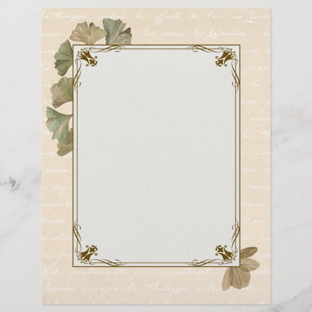Elegant Ginkgo Blätter Scrapbook Writing Paper (Vorderseite)