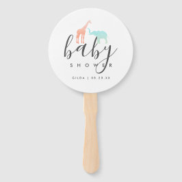 Elegant Giraffe Elephant Baby Shower Fächer