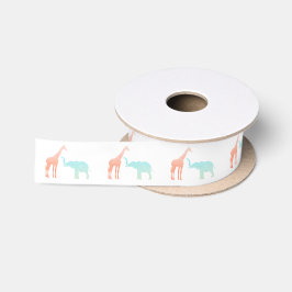 Elegant Giraffe Elephant Baby Shower Satinband