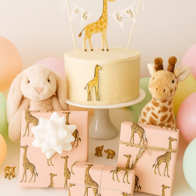 Elegant Giraffe Safari in Blush Geschenkpapier Set (Von Creator hochgeladen)