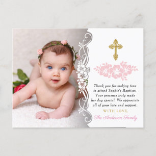Elegant Girl Baptisc Vielen Dank Postkarte