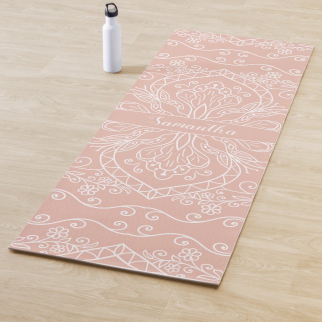 Elegant Girly Blush Pink Mit Monogramm Yogamatte (Beispiel)