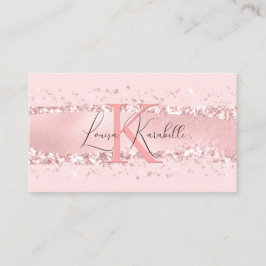 Elegant Girly Blush Pink Monogram Visitenkarte