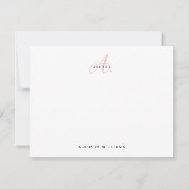 Elegant Girly Blush Pink Script Monogram Mitteilungskarte