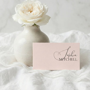 Elegant Girly Calligraphy Minimal Blush Pink Visitenkarte