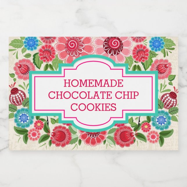 Elegant Girly Chic Floral Custom Cookies Lebensmitteletikett (Einzelnes Label)